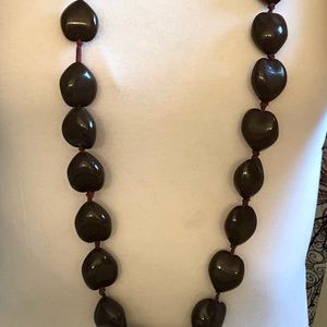 Long brown beaded necklace